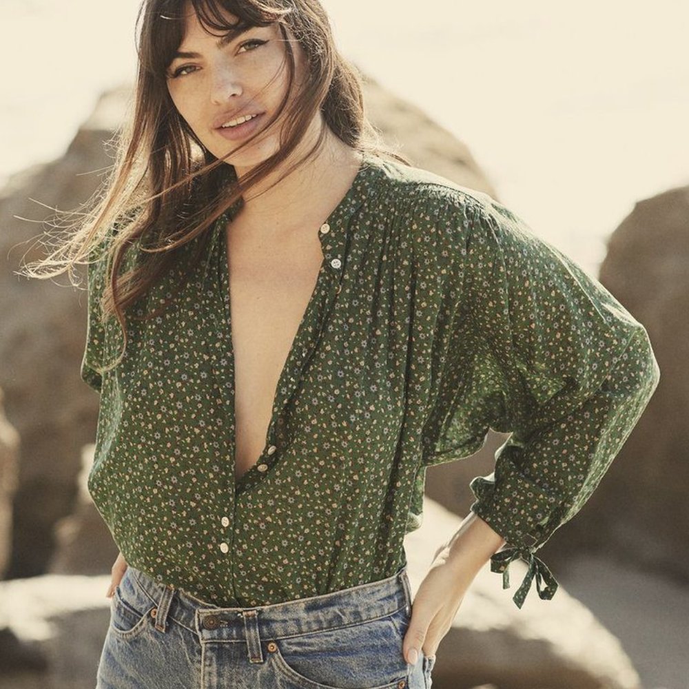 DÔEN O’Keefe Top - Green Martha’s Garden - Size S
